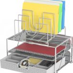DecoBros Mesh Desk Organizer with Double Tray， 5 Stacking Sorter Sections and Sliding Drawer， Black